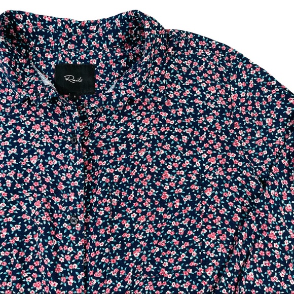 Rails size small long sleeve navy blue button down pink floral front knot shirt - Picture 6 of 16